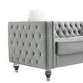 thumbnail image 6 of 60" 2-Seater Chesterfield Sofa, Tufted Velvet Loveseat Sofa Couch with 2 Plush Pillows, Crystal Legs and Nailhead Trim Arms, Diamond Comfy Sofa for Living Room, Office, Guests Room, Gray, 6 of 9