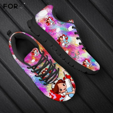 

Red Gradient Nursing Shoes for Women Mesh Lace Up Flats Sneakers Leisure Walking Footwear Brand Design Ladies Shoes
