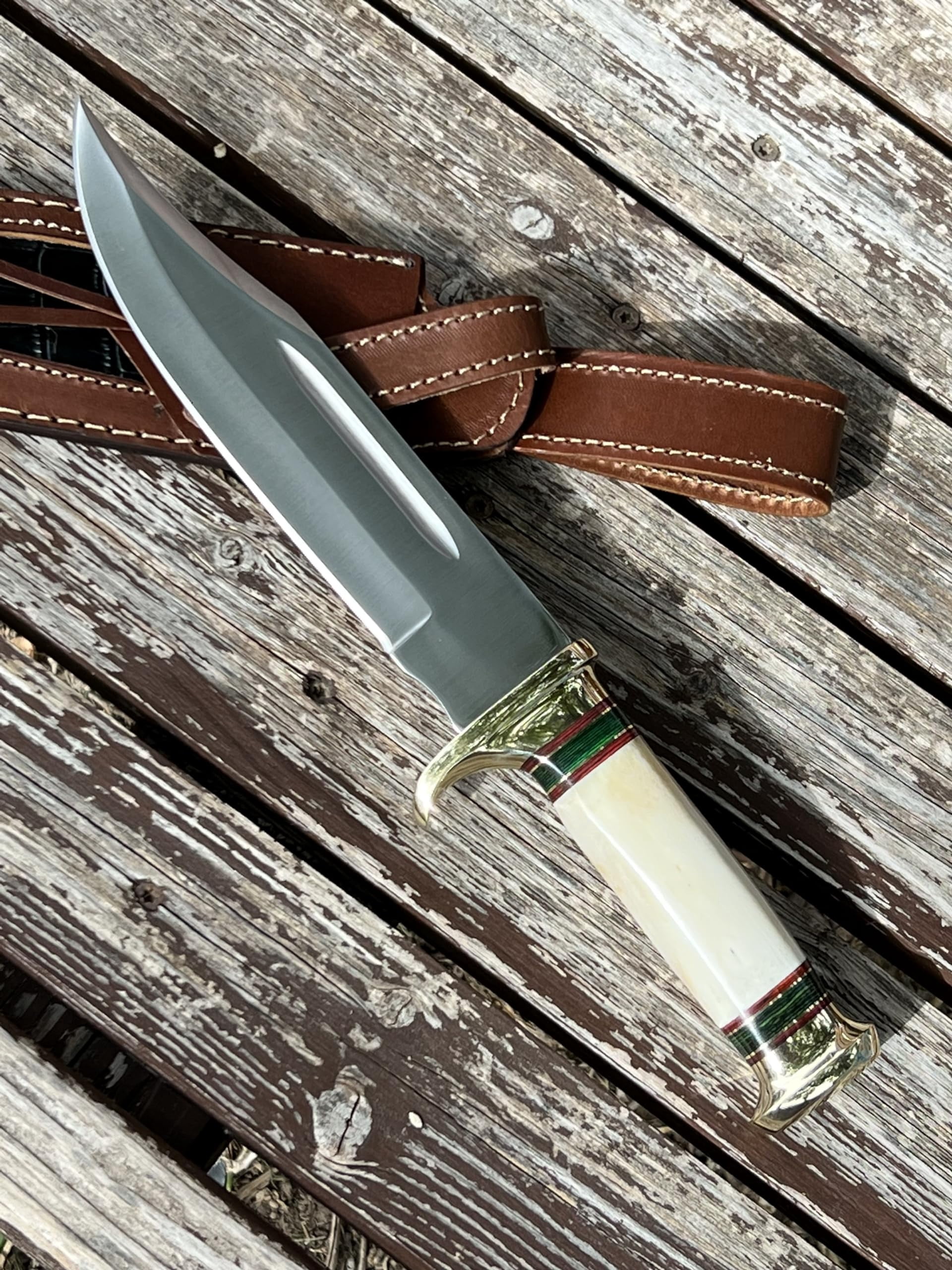 Poshland Custom Handmade D2 Steel 12.5 Inches Hunting Knife - Perfect Grip Bone Handle with Brass fitting (REG-225)