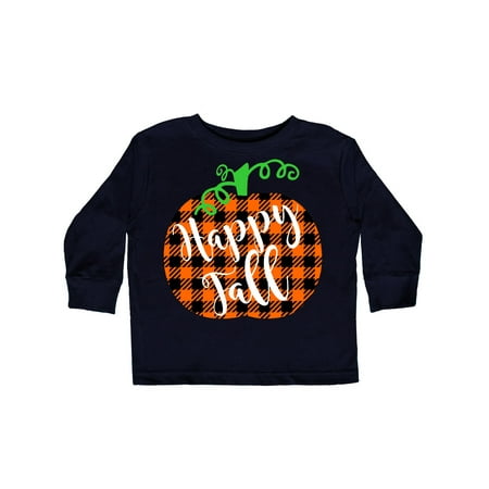 

Inktastic Happy Fall Plaid Pumpkin Gift Toddler Boy or Toddler Girl Long Sleeve T-Shirt