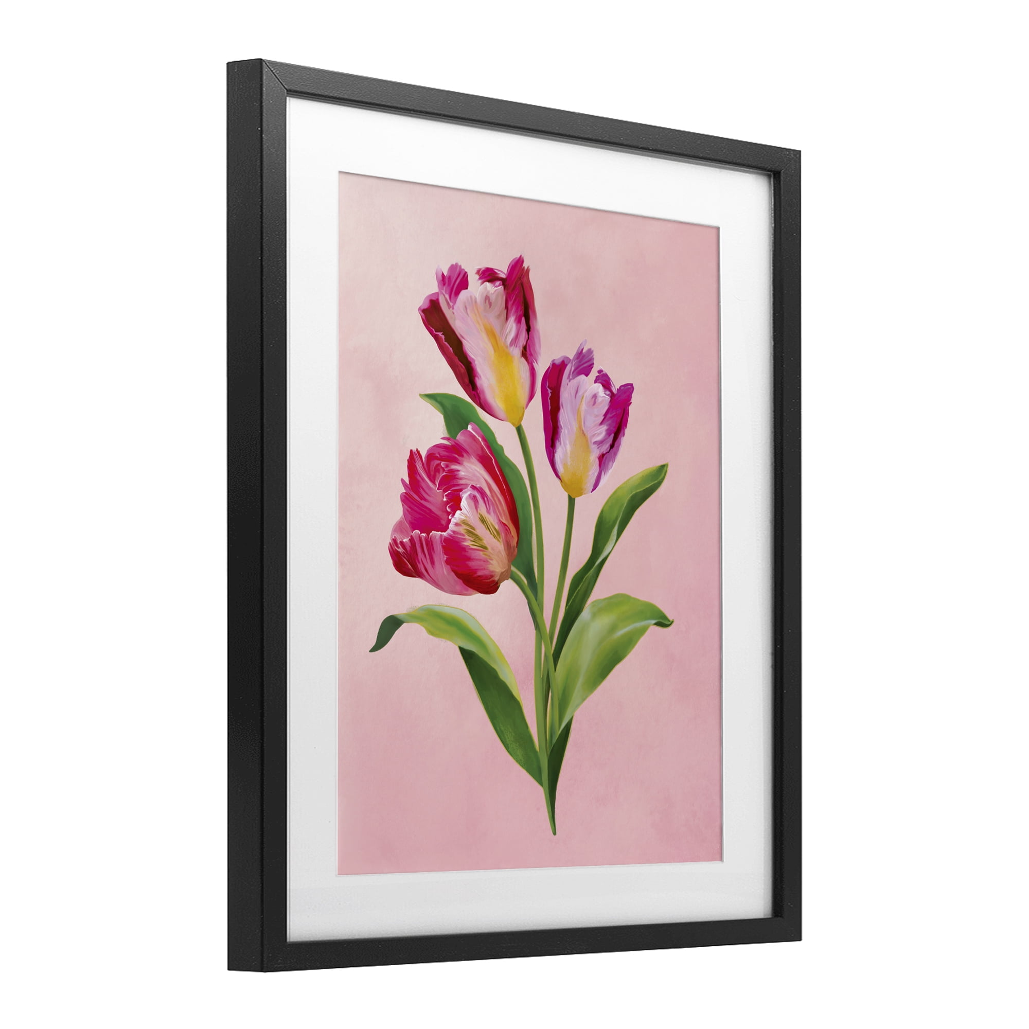 Stupell Industries Vibrant Magenta Tulips Black Framed Print Under Glass, design by Diane Neukirch