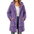 thumbnail image 3 of Womens Winter Coast Fleece Zip Up Jacket Coats Plus Size S-3XL Warm Fuzzy Hooded Coats with Pockets, 3 of 6