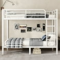 thumbnail image 2 of Bellemave Full Over Full Bunk Beds, Heavy Duty Metal Bunk Beds with Ladders, Industrial Style Bunk Bed Under-Bed Storage Space, No Box Spring Needed（White), 2 of 8
