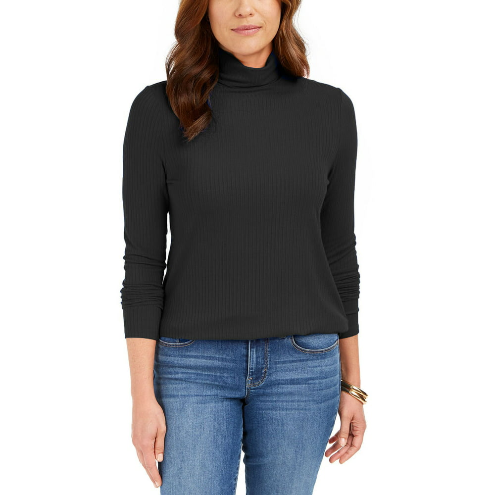 Charter Club - Charter Club Women's Heathered Ribbed Turtleneck Top ...