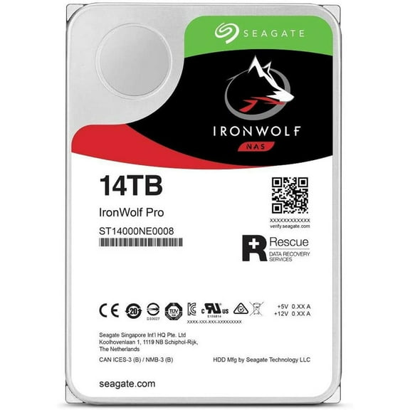 Seagate IronWolf Pro 14 TB NAS RAID Internal Hard Drive - 7,200 RPM SATA 6 Gb/s 3.5-inch (ST14000NE0008)