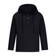 thumbnail image 5 of DPTALR George Men's Lightweight Hoodies Long Sleeve V Neck Quarter Button Black,Big and Tall Men XL, 5 of 6