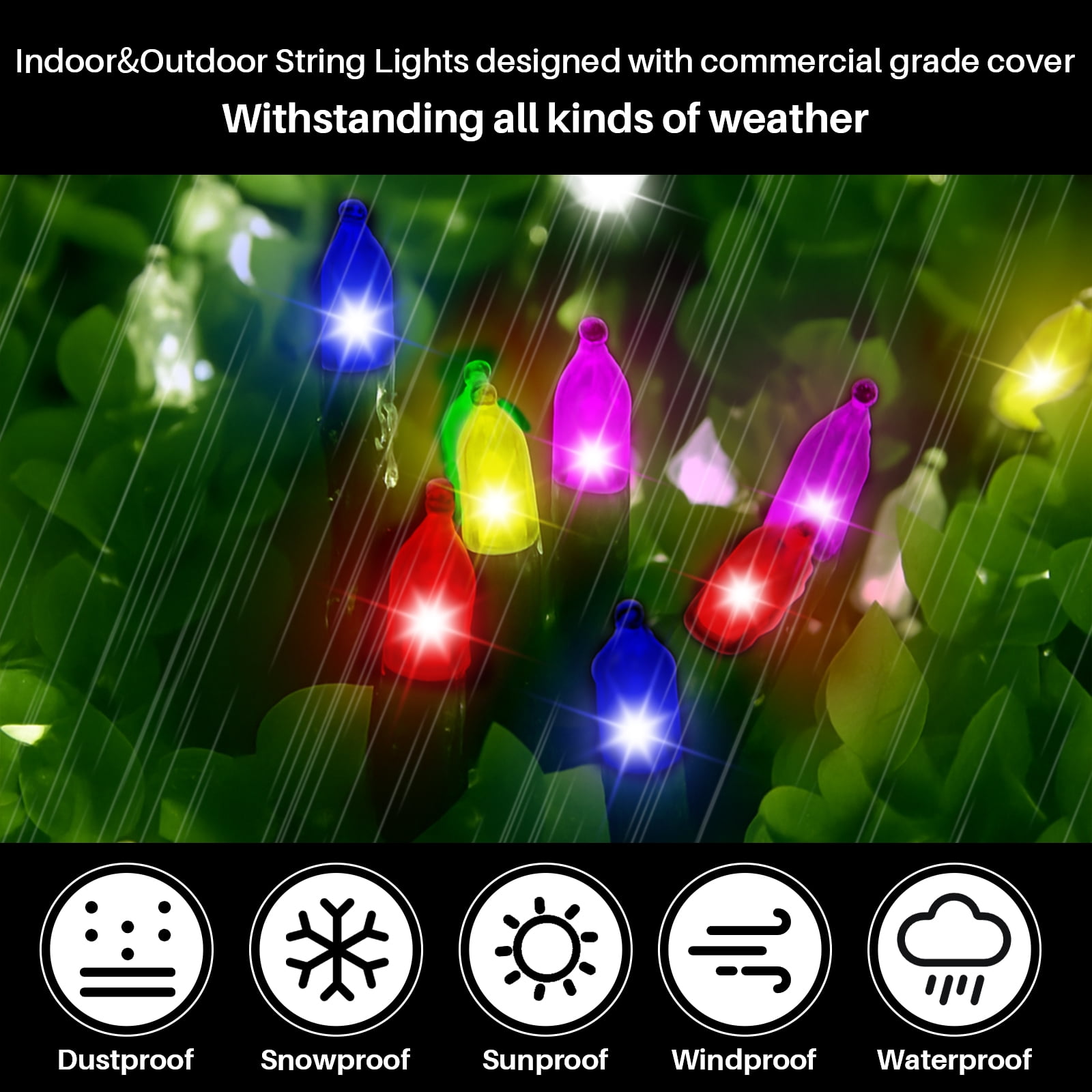 2 Pack Multicolor Christmas Mini Lights, 32.5FT 100 LED Clear Bulbs String Lights with 16 Light Modes, Fairy Lights Plug in for Outdoor Xmas Trees Garland Wreath Holiday Decorations