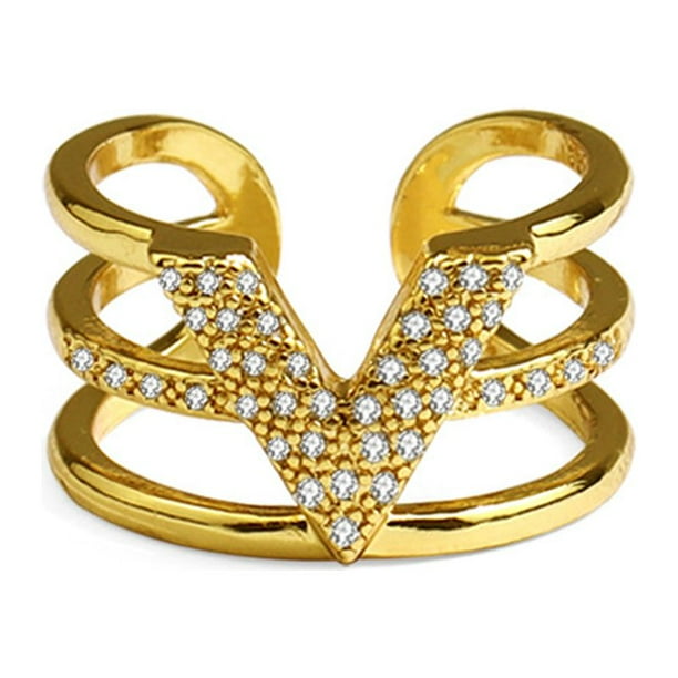 Anillos de oro para mujer, chapado en oro de 14 quilates, plata, oro rosa, mal de ojo, cheurón, puntiagudo, anillo abierto en forma de V, circonita cúbica marquesa, anillos ajustables para adolescentes y niñas ER