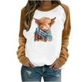 thumbnail image 2 of Fznquz Sweatshirts Women Fall Winter Cute Brown Sweatshirt Funny Animal Print Long Sleeve Crewneck Fall Outfits, 2 of 4