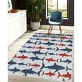 thumbnail image 4 of Sea Animals Decorative Rug, Monochrome Shark Illustration Fashion Maritime Illustration Aquatics, Quality Carpet for Bedroom Dorm and Living Room, 6 Sizes, Navy Blue, by Ambesonne, 4 of 4