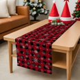 thumbnail image 6 of Christmas Table Runner White Snowflake Table Runners Red and Black Buffalo Plaid Cotton Linen Dresser Scarf Kitchen Dining Table Decor for Christmas Holiday Party Decor 13x72 Inch, 6 of 9