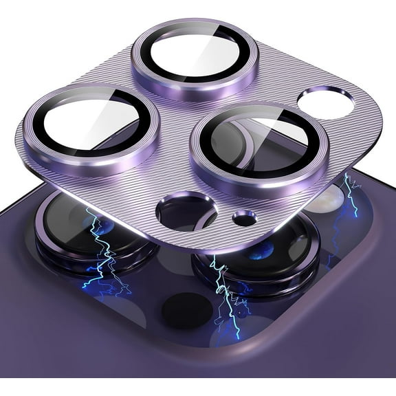 for iPhone 14 Pro Max/iPhone 14 pro Camera Lens Protector, Metal Camera Screen Protector Cover Accessories, Case Friendly, HD Tempered Glass,Drop Protection, Easy to Install - Light Purple