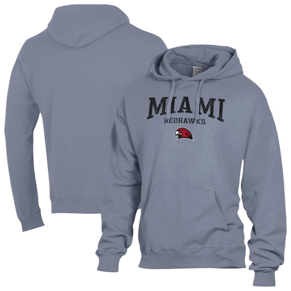 Men's ComfortWash Gray Miami University RedHawks Fleece Hoodie
