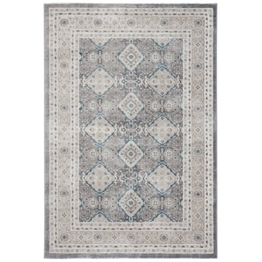 SAFAVIEH Sofia Raschelle Border Area Rug, Light Grey/Beige, 4' x 5'7"