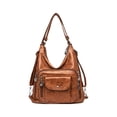thumbnail image 2 of Vintage Faux Leather Handbag Large Capacity Shoulder Bag With Top Handle And Adjustable Strap Convertible Crossbody Satchel For Work Travel Daily Use Stylish Textured Purse Black Brown Gray, 2 of 8