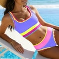 thumbnail image 4 of snilers High Waisted Bikini Sets for Women Sporty Athletic Swimsuits 3 Piece Bathing Suits Neon Color Block Swimwear with Skirt XL, 4 of 9