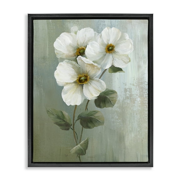 Stupell Industries Apple Blossom Sprigs Plants & Flowers Painting Black Floater Framed Canvas Art Print Wall Art, 17 x 21