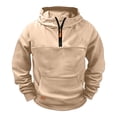 thumbnail image 5 of Boys Quarter Zip Trendy Hoodie Long Sleeve Casual Warm Front Pocket Kids Fall Pullover Sweatshirt Beige 6, 5 of 8