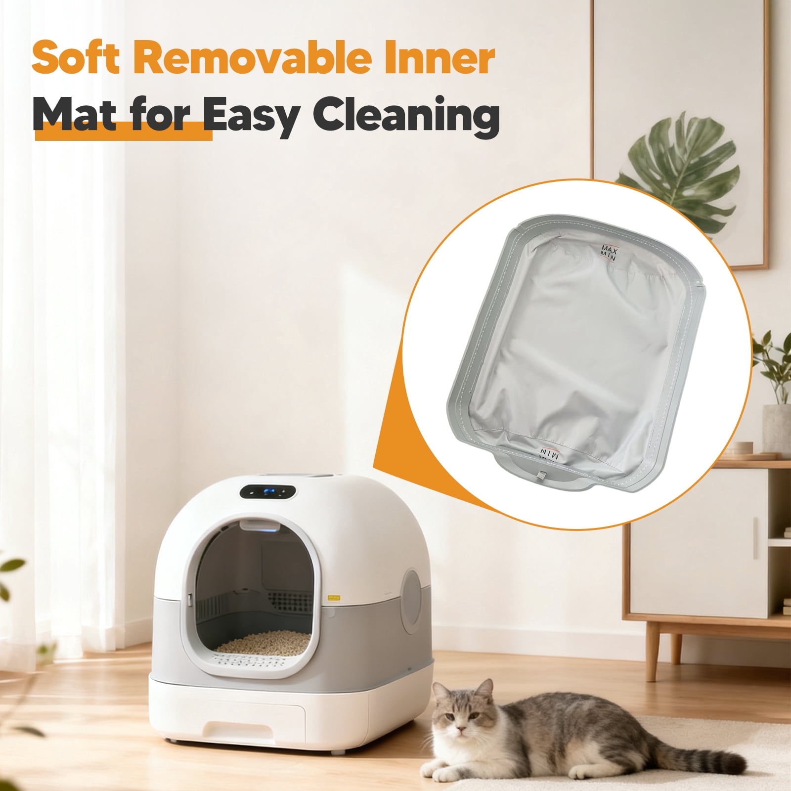 Cat Litter Box Mat Soft Cat Box Pad Automatic Cat Litter Mat Waterproof Triple Protection Fabric for Kitten Use