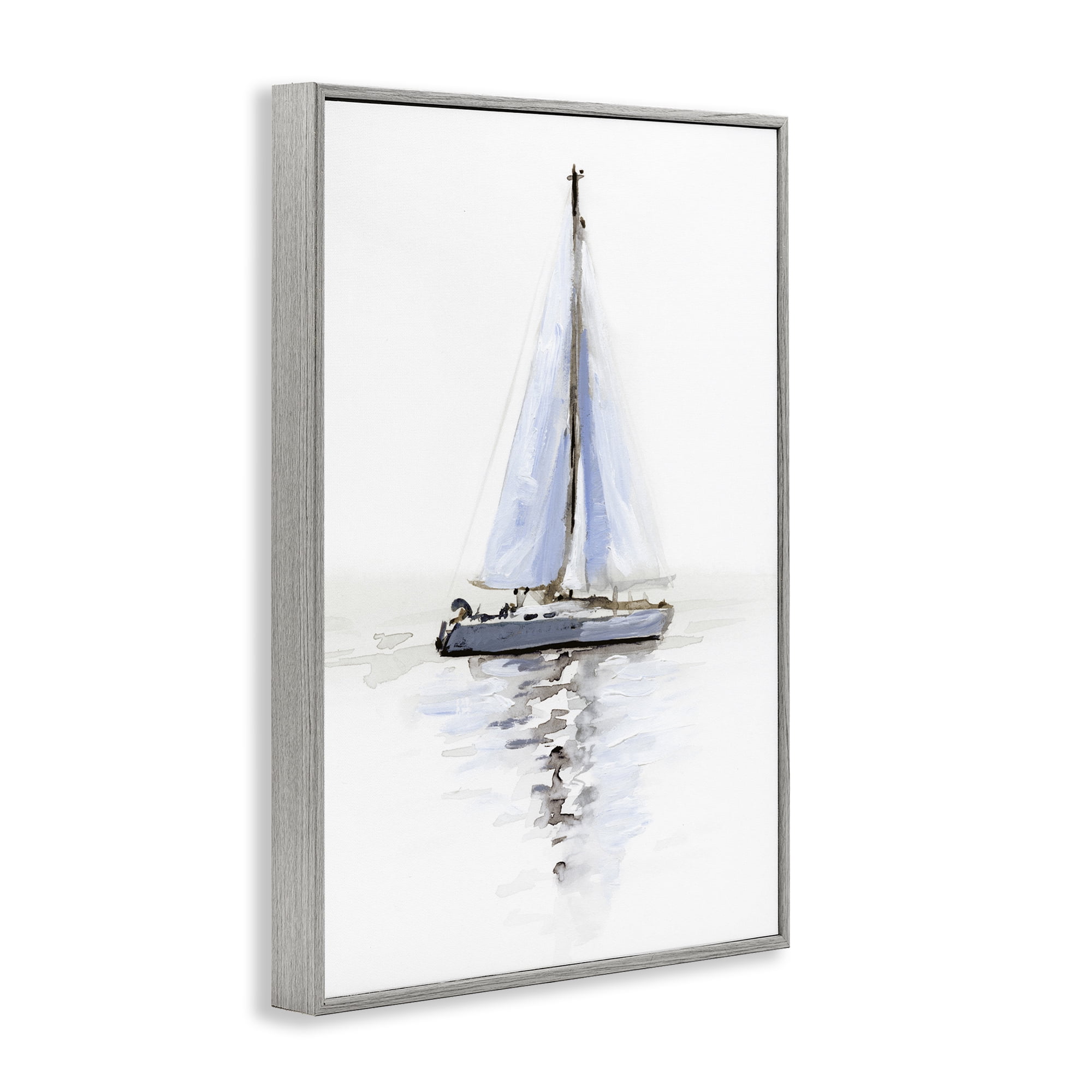 Stupell Industries Reflective Beach Sails Transportation Painting Gray Framed Art Print Wall Art, 16 x 24