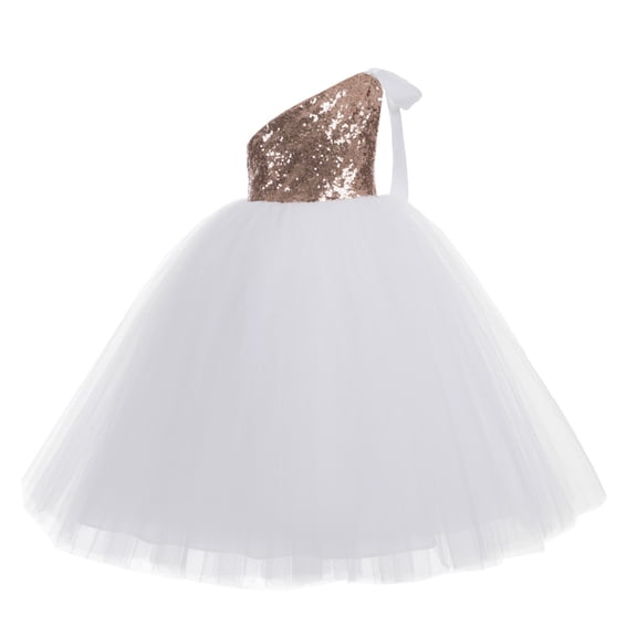 Ekidsbridal One-Shoulder Sequins Tutu Flower Girl Dress Junior Bridesmaid Evening Formal Party Gown 182 6