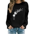 thumbnail image 2 of Baqcunre Women's Dandelion Print Long Sleeve Casual Fashion Hoodie Top Womens Tops Crewneck Sweatshirts Graphic Sweatshirts for Women Womens Sweatshirt Black L, 2 of 4