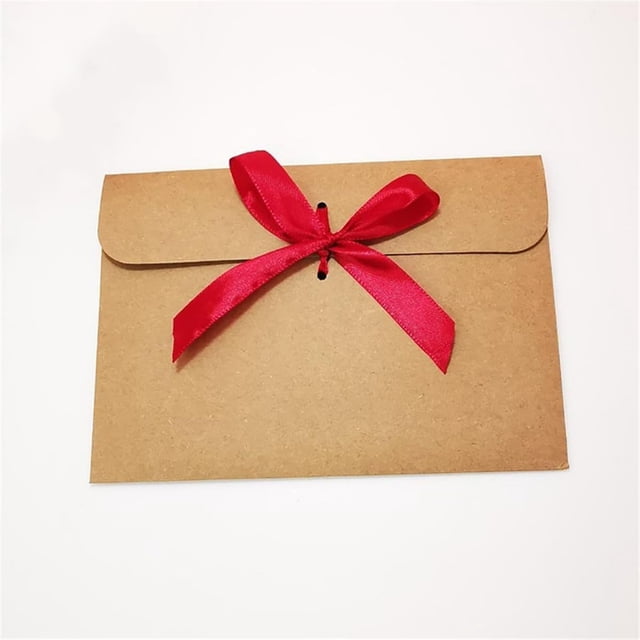 Yazoeia 50Pcs Paper Envelope Gift Bags with Ribbon Bowknot, Holiday Envelope Gift Card Packaging Bag Kraft Paper Bow Envelope for Gift Cards, Thanksgiving Envelopes for Party Invitations,