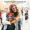 thumbnail image 6 of 6PCS Hippie Outfit Accessories Set with Hippie Sunglasses, Peace Sign Necklaces, Tie Dye Headbands for Men Women, Dressing Accessories for 60s 70s Themed Party, 6 of 7