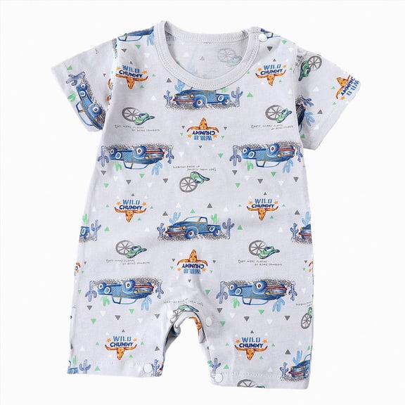 larppty Newborn Romper Baby Boy Summer Baby Boys Girls Bodysuit Funny Newborn Romper Short Sleeve Infant Neutral Outfits
