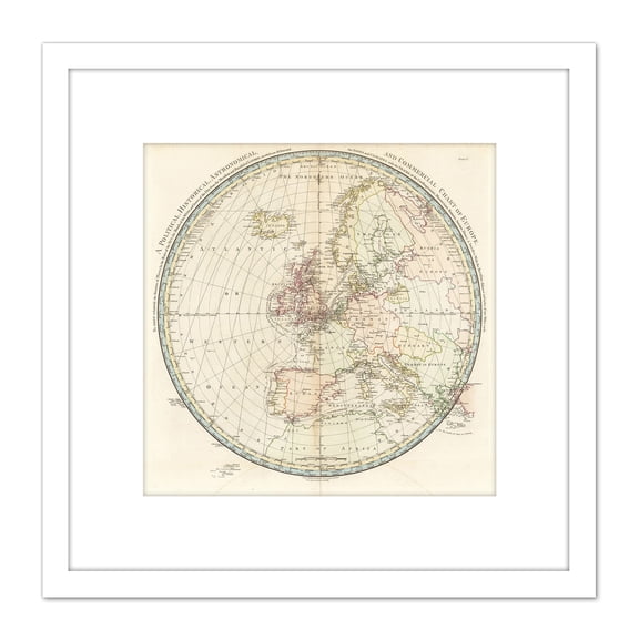 Map Andrews 1797 Political Historical Commercial Europe 8X8 Inch Square Wooden Framed Wall Art Print Picture with Mount