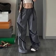 thumbnail image 2 of safuny Women's Cargo Sweatpants Jogger Cuff Pants Fall Trendy Solid Retro Relaxed Casual Daily Mid Rise Girls Trousers Gray M, 2 of 9
