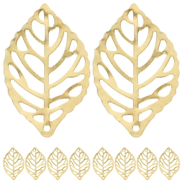 MasteelfCA 100 Pcs Feuille d'Arbre en Alliage Percée pour Bricolage (Doré)