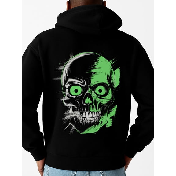 Skull Glow Hoodie sweatshirt fire skeleton men's regular fit black Solid Color Design Long Sleeve Casual Hooded Sweatshirt aesthetic fire 3d Original Unisex Shirt Crewneck tshirts