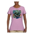 thumbnail image 2 of Colorful Abstract Skull Face Streetwear Womens Graphic T-Shirt, Light Pink, 3XL, 2 of 3