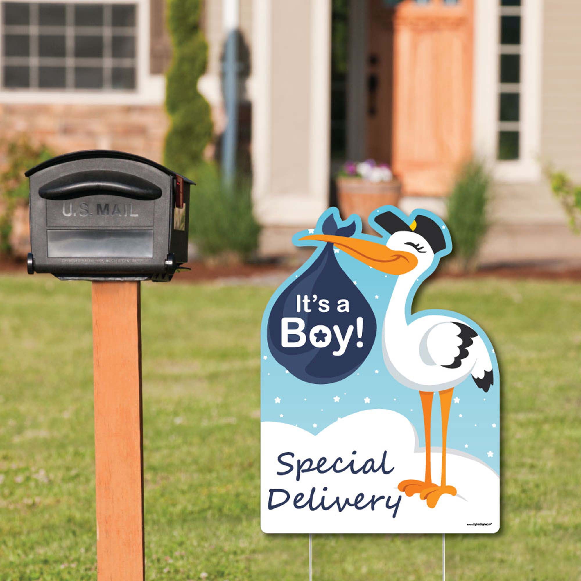 Big Dot of Happiness Boy Special Delivery - Baby Shower Decorations - Blue It's A Boy Stork Baby Announcement & Welcome Yard Sign