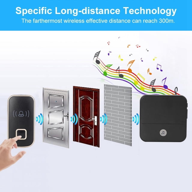 Timbre Inalámbrico de 110DB, Timbre remoto para ancianos sordos bell 300m lllamador 1xreceptor 2xtransmisor