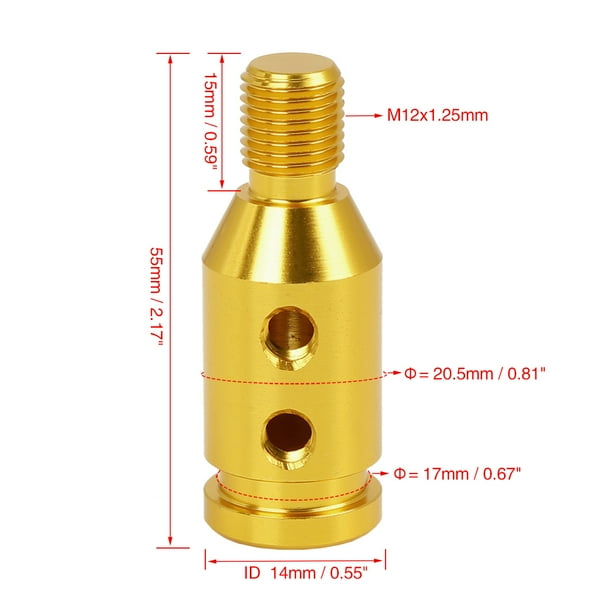 M12 x 1.25 Car Vehicle Gold Tone Gear Shift Knob Adapter for Non