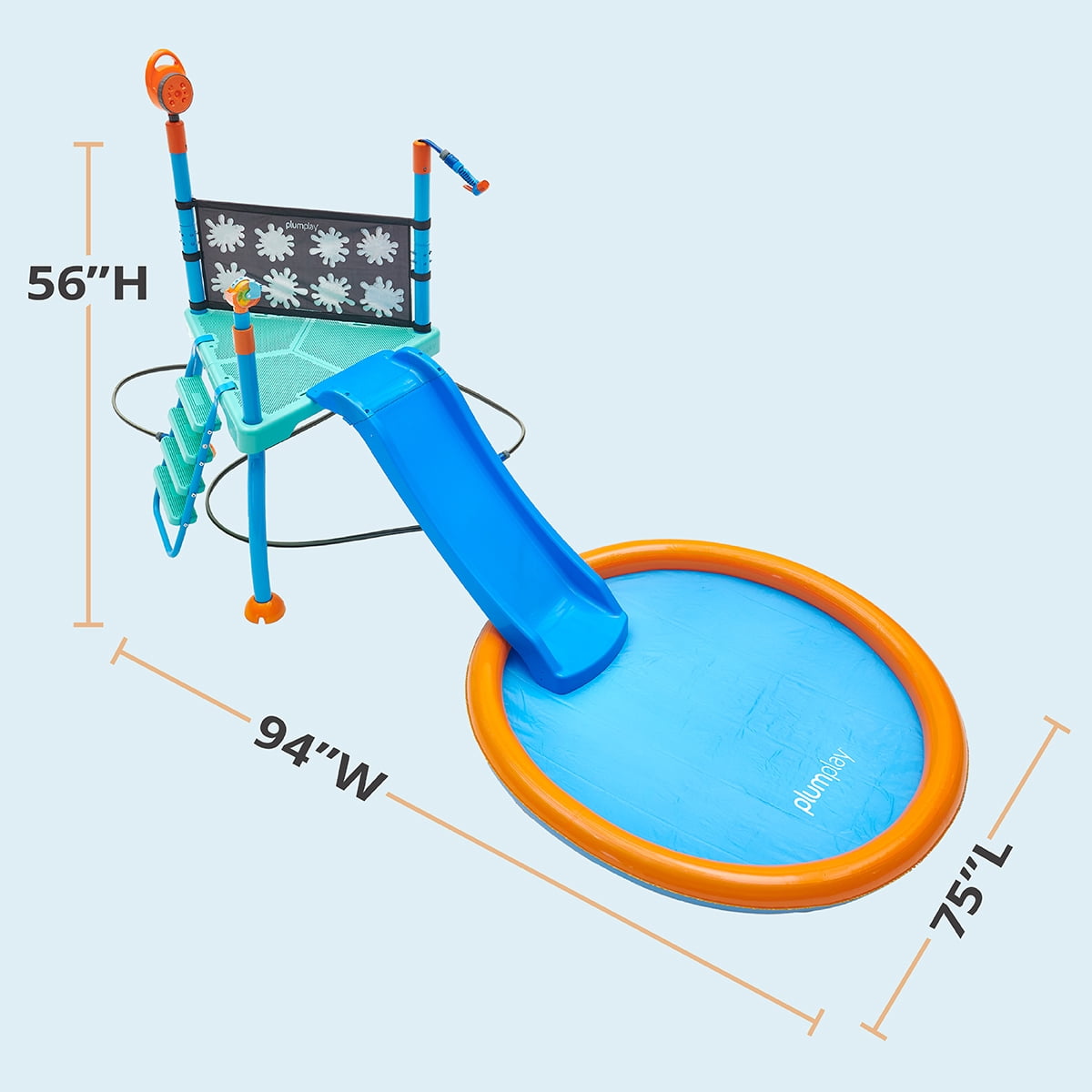 Plum Play Kids Splash Pad Station Water Slide Play Equipment - Outdoor Toddler Water Toys, Sprinkler Pool for Kids, Backyard Water Park with Bubble Blower, Water Reveal Coloring Wall Ages 3 Years+