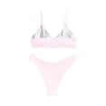 thumbnail image 4 of Minjewel Women's Ribbed Two Piece Swimsuit with Boyleg Bottoms,Solid Color Textured Bikini Set with Ribbed Trim,for Summer Beach,Pink,S, 4 of 4
