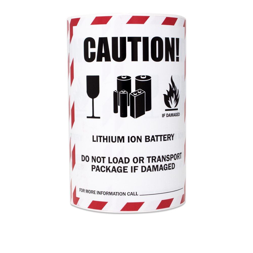 4" x 4.75" Caution LItium Ion Battery Warning Stickers Labels for