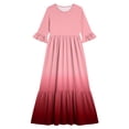 thumbnail image 4 of Little Girls Maxi Dress 4-14 Years Ruffle Half Sleeve Round Neck Floral Print Tiered Long Dress with Side Pockets Watermelon Red O 4-5 Years, 4 of 7