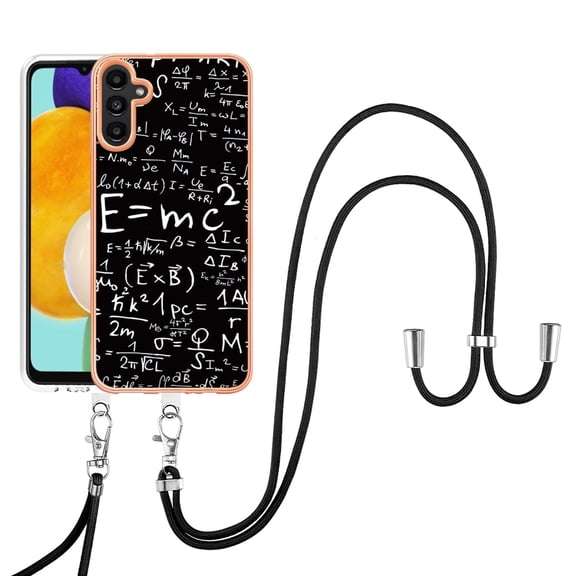 Slim Fit Case for Samsung Galaxy A35, Luxury Pattern Adjustable Crossbody Lanyard Shoulder Neck Strap Clear Design Case for Women Girl Teen Silicone Soft for Samsung Galaxy A35, Equation