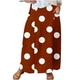 thumbnail image 2 of Cavosen Skirts for Women Trendy Elastic Waist Polka Dots Print Midi Skirts Elegant Lightweight Flowy Trendy Calf Length Skirts with Pocket Work Loose Fall Winter Clothes Red, 2 of 5