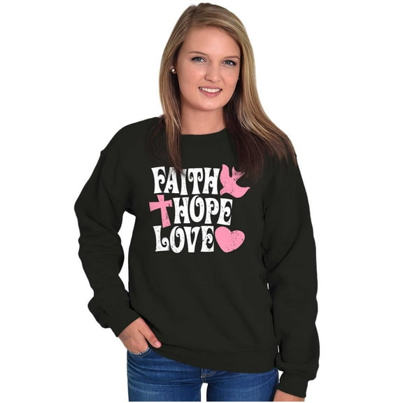 Religious Christian Faith Hope Love Women Crewneck Sweatshirt Brisco Brands S
