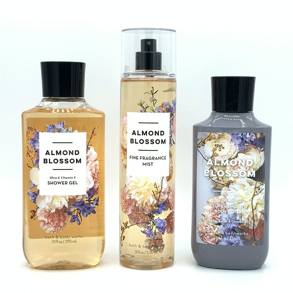 Bath and Body Works Almond Blossom Fine Fragrance Mist, Body Lotion and
