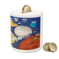thumbnail image 3 of Science Piggy Bank, Cartoon Style Planet System and Astronaut in Outer Space Galactic Adventure, Ceramic Coin Bank Money Box for Cash Saving, 3.6" X 3.2", Multicolor, by Ambesonne, 3 of 4