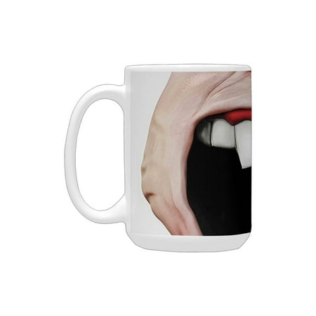 

Humor Decor Scary Monster Meme with Surprised Forever Expression Cartoon Comics Graphic Peach Pearl Ceramic Mug (15 OZ) (Made In USA)