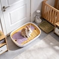 thumbnail image 4 of Small Pet Litter Box Toilet Tray for Rabbits Hamsters Guinea Pigs Hedgehogs Chinchillas Ferrets, Plastic Waste Potty with Detachable Griddle Splash Guard Easy-Clean Cage Accessory, Yellow, 4 of 6