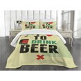 thumbnail image 3 of Ambesonne Saying Quilted Bedspread Set 3 Pcs, Love Beer Grunge Hand, Queen Size, Multicolor, 3 of 5