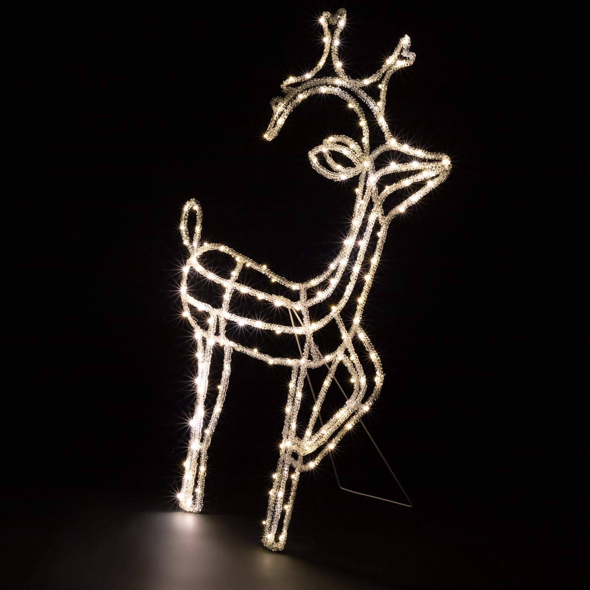 LED Lighted Icy Reindeer Christmas Yard Decoration - 35.75" Silver Wire - Warm White